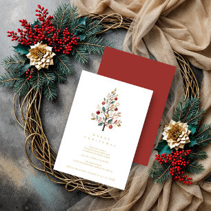 Invitación Red Delicate Minimalist Chic Winter Christmas Tree