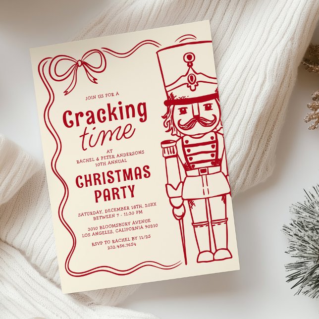 Invitación Red Doodle Nutcracker Christmas Holiday Party (Subido por el creador)