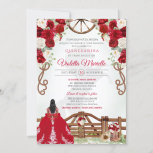 Invitación Red Elegante Rustic Charro Occidental Quinceanera