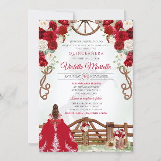 Invitación Red Elegante Rustic Charro Occidental Quinceanera