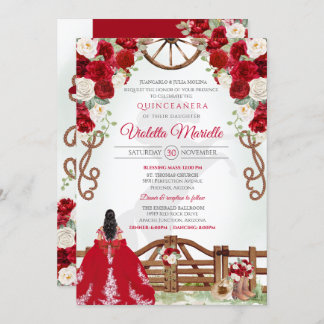 Invitación Red Elegante Rustic Charro Occidental Quinceanera