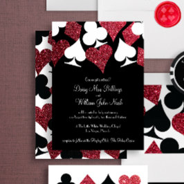 Invitación Red en la imitación negra Purpurina Las Vegas Boda
