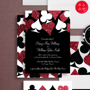 Invitación Red en la imitación negra Purpurina Las Vegas Boda