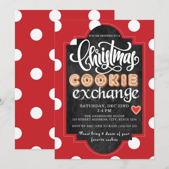 Invitación Red Fiesta de Cookie Exchange navidades (Anverso / Reverso)