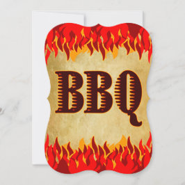 Invitación Red Flames Western BBQ Fiesta