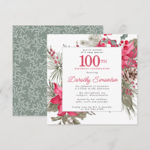 Invitación Red Floral Poinsettia 100.ª Plaza de la Fiesta de