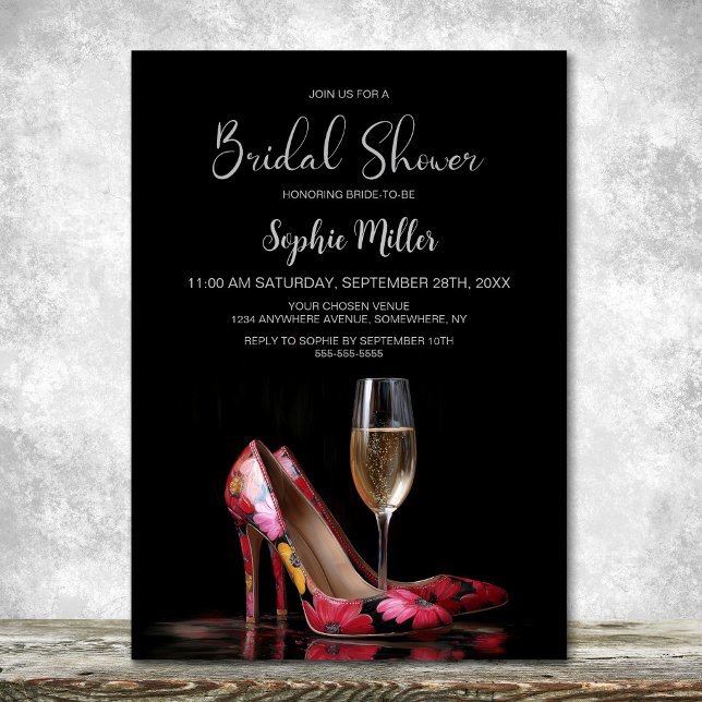 Invitación Red Floral Stiletto Shoes Bridal Shower (Subido por el creador)
