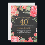 Invitación Red Floral Surprise 40th Birthday Gold Purpurina<br><div class="desc">Invitación de cumpleaños 40 a mujeres por la Red Floral Surprise. Flor Floral Botánica de acuarela. Brillantina dorada. Flores Florales De Peonies Rosados. Cumpleaños de adultos. Fondo del tablero. Para una mayor personalización,  haga clic en el botón "Personalizar" y utilice nuestra herramienta de diseño para modificar esta plantilla.</div>