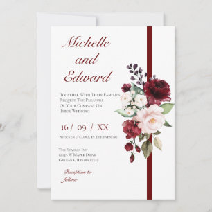 Invitación Red Floral Wedding Invitation