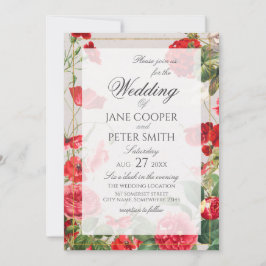 Invitación Red flowers bouquet Wedding Invitation