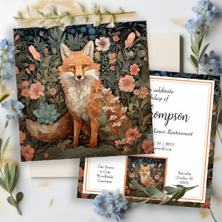 Invitación Red Fox en el jardín de flores estilo William Morr
