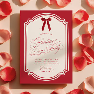 Invitación Red Galentine's Day Party Invitation with Bow