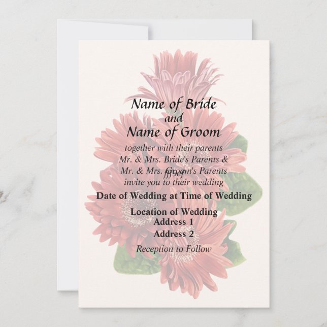 Invitación Red Gerbera Daisies (Anverso)