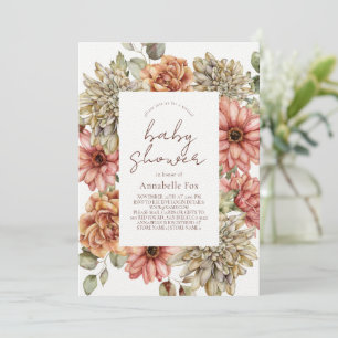 Invitación Red Gerbera y White Dahlia Virtual Baby Shower