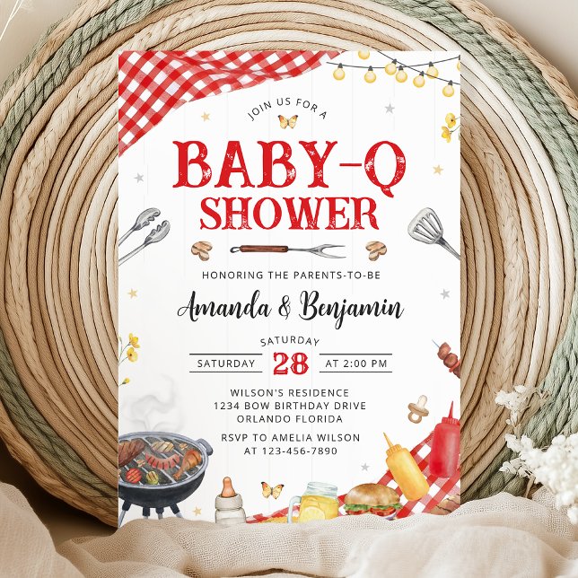 Invitación Red Gingham Baby-Q Shower Invitation (Subido por el creador)