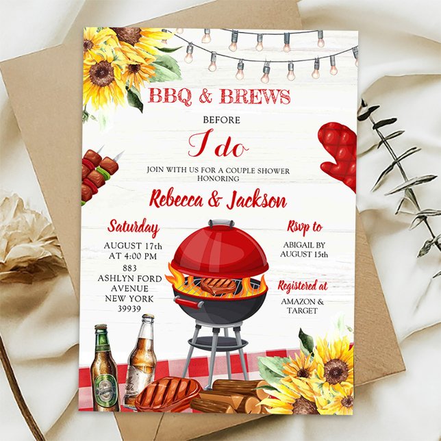 Invitación Red Gingham Backyard BBQ y Breve Ducha de Parejas (Subido por el creador)