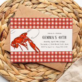 Invitación Red Gingham Crawfish Boil Seafood Summer Fiesta
