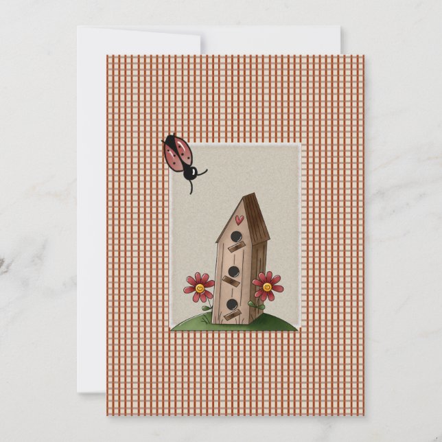 Invitación Red Gingham de País Cuto Comprueba Baby Shower (Anverso)