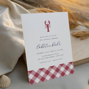 Invitación Red Gingham   Fiesta clásico de Bake para langosta