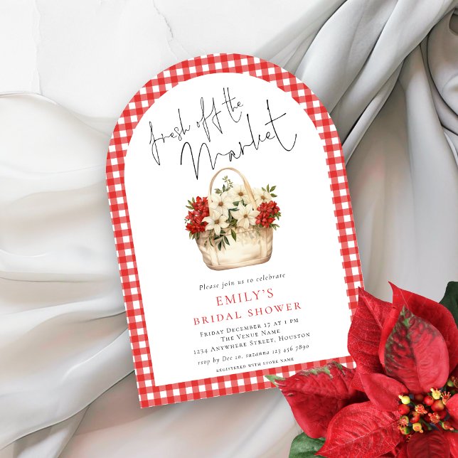 Invitación Red Gingham Fresco del Arco de Ducha Bridal del Me (Subido por el creador)