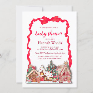 Invitación Red Gingham Gingerbread Baby Shower