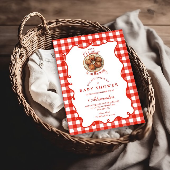 Invitación Red Gingham Meatball Baby Shower (Subido por el creador)