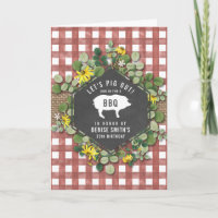 Red Gingham Pig Burlap Floral Birthday Bbq