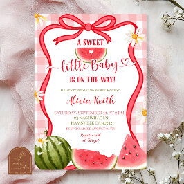 Invitación Red Gingham Watermelon Bow Summer Baby Shower Invi