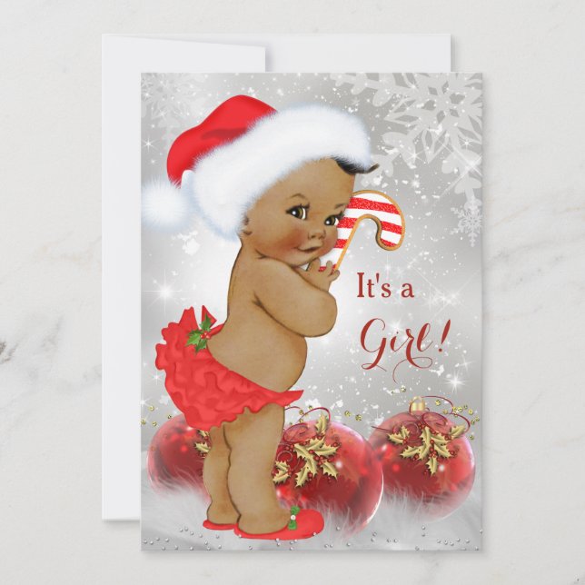 Invitación Red Gold Bauble Navidades Baby Shower (Anverso)
