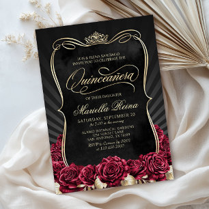 Invitación Red Gold Black Quinceañera