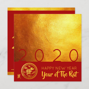 Invitación Red Gold Chinese Rat papel-cut 2020 Fiesta SC