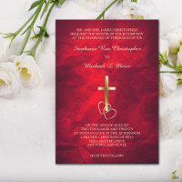 Red Gold Christian Cross Wedding Invitation