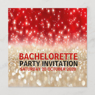 Invitación Red&Gold festivo moderno chispea Bachelorette