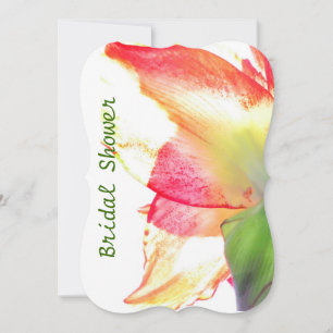 Invitación Red Gold Green Amaryllis Resumen ducha de novia