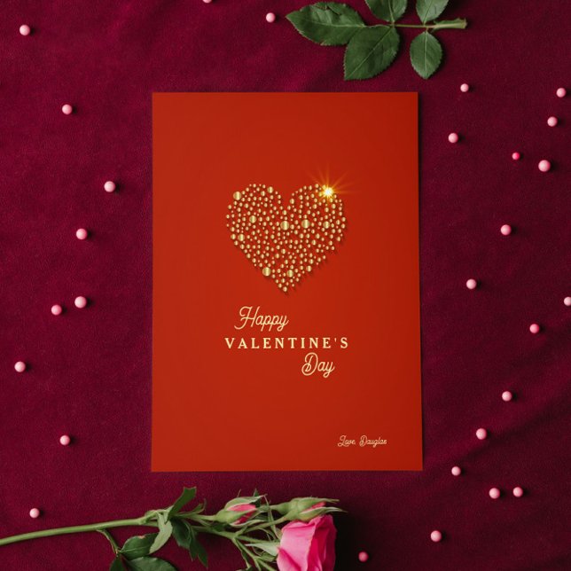 Invitación Red Gold Heart Feliz Día de San Valentín (Subido por el creador)