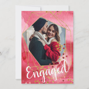 Invitación Red Gold Hearts Foto de Valentine Engagement Party