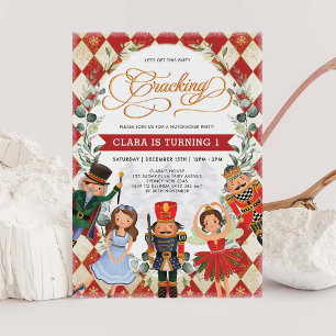 Invitación Red Gold Magic Nutcracker Kids Birday Fiesta