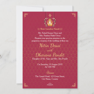 Invitación Red Gold Mandala Hindu Wedding Invitation