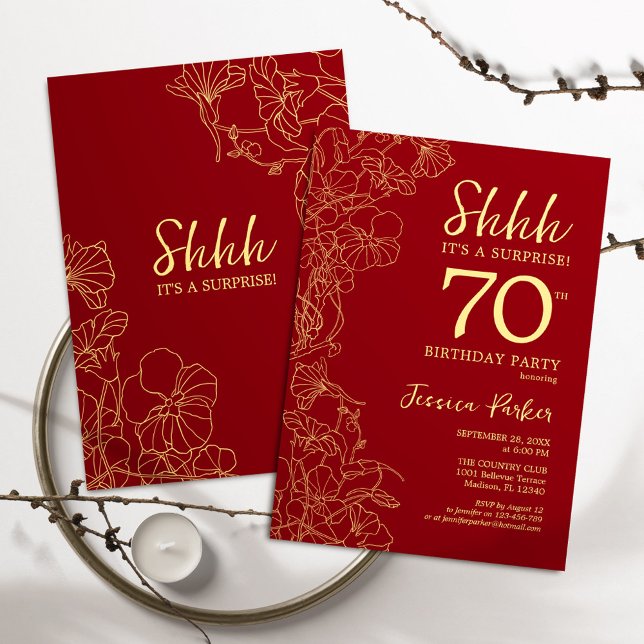 Invitación Red Gold Surprise 70 cumpleaños (Subido por el creador)