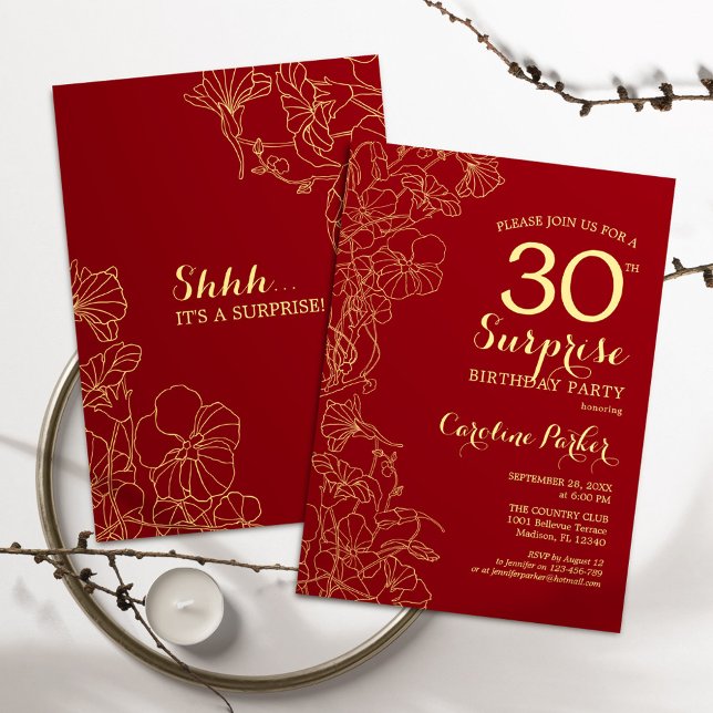 Invitación Red Gold Surprise Fiesta (Subido por el creador)