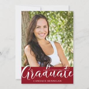 Invitación Red GRADUATE One Photo Script Calligraphy Fiesta