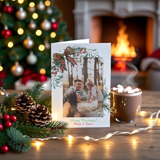 Invitación Red Green Christmas Plaid  Photo Holiday Card (Subido por el creador)