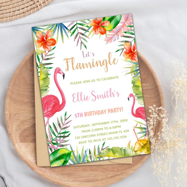 Invitación Red Green Flamingo Birthday Invitations (Red Green Flamingo Birthday Invitations)