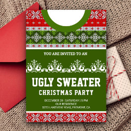 Invitación Red Green Funny Tacky Ugly Sweater Navidades Fiest