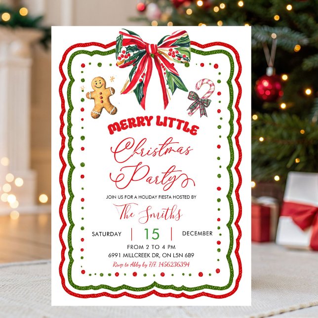 Invitación Red Green Plaid Bow Preppy Christmas Holiday Party (Subido por el creador)