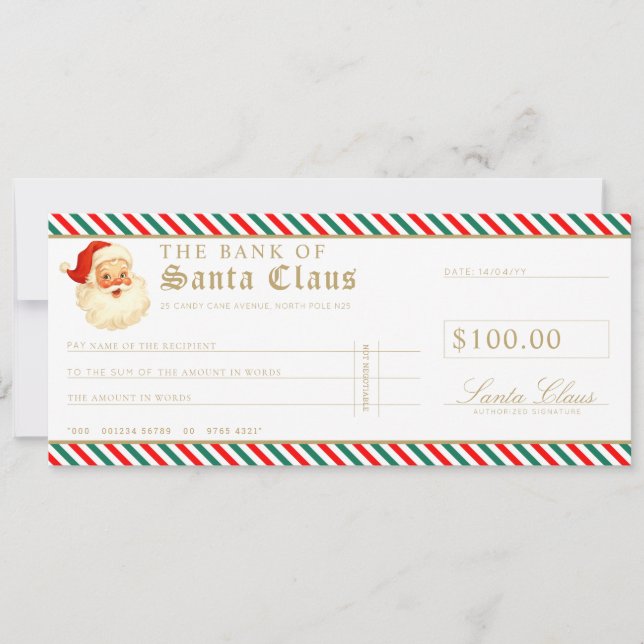 Invitación Red Green Santa Cheque Gift Voucher Card (Anverso)