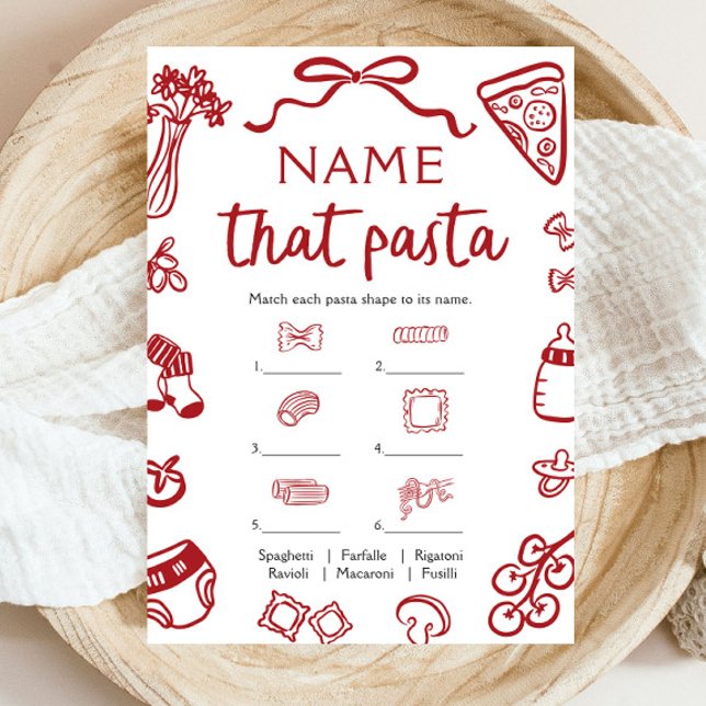 Invitación Red Hand Drake Name that Pasta Baby Shower Game (Subido por el creador)