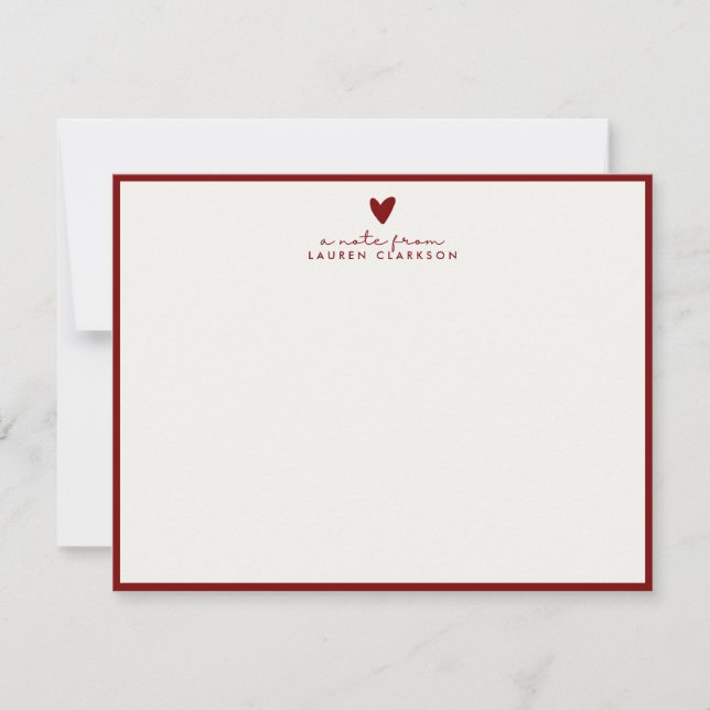 Invitación Red Heart Valentine’s Day Note Card (Anverso)