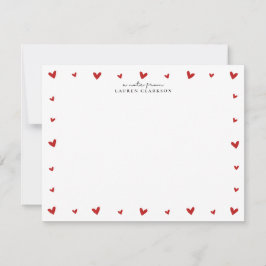 Invitación Red Hearts Border Valentines Note Card