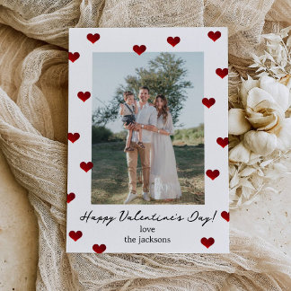 Invitación Red Hearts Valentine's Day Photo Holiday Card